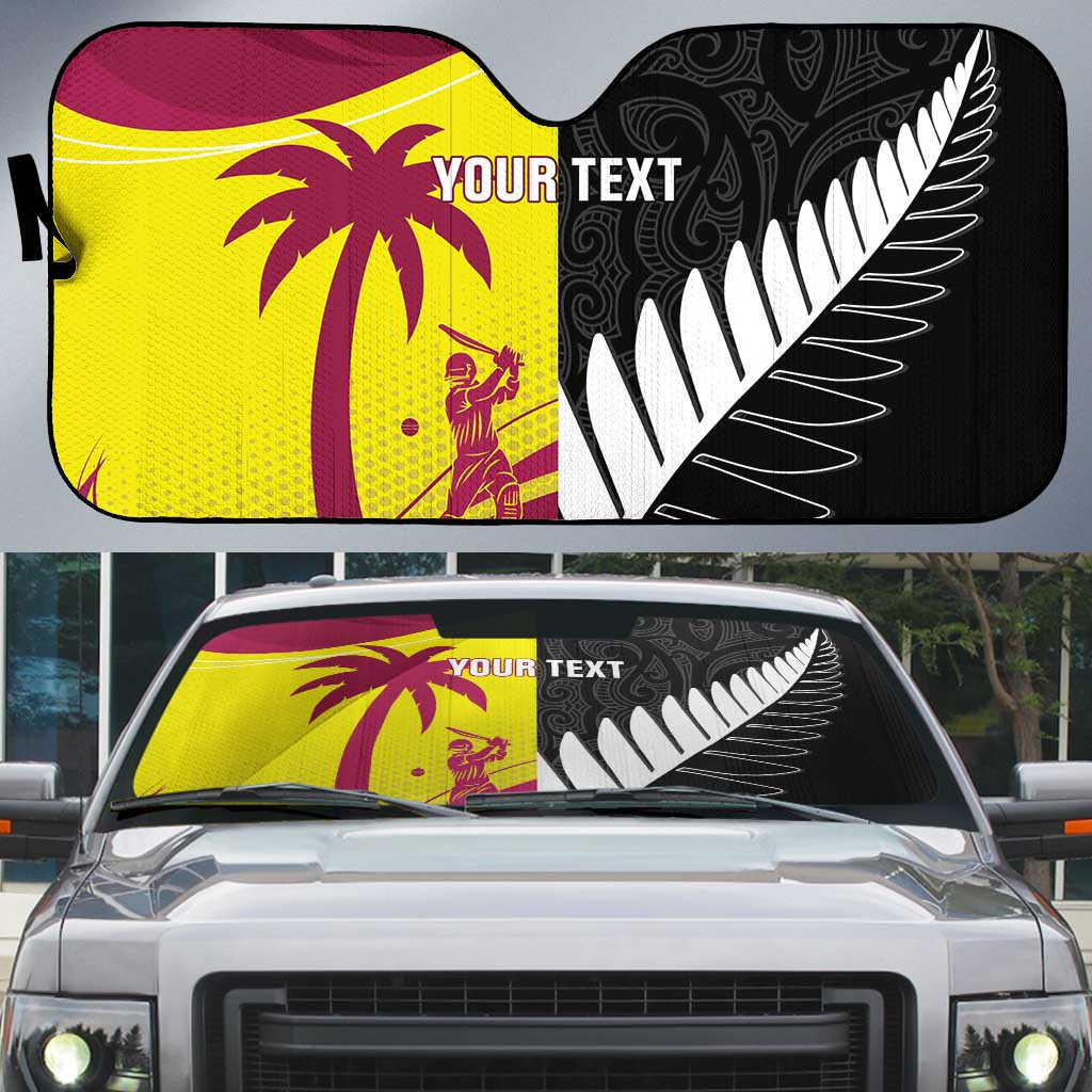 New Zealand and West Indies Cricket Custom Auto Sun Shade Black Cap Windies Together LT14 Black - Polynesian Pride