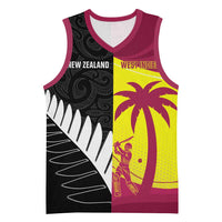 New Zealand and West Indies Cricket Custom Basketball Jersey Black Cap Windies Together LT14 Unisex Black - Polynesian Pride