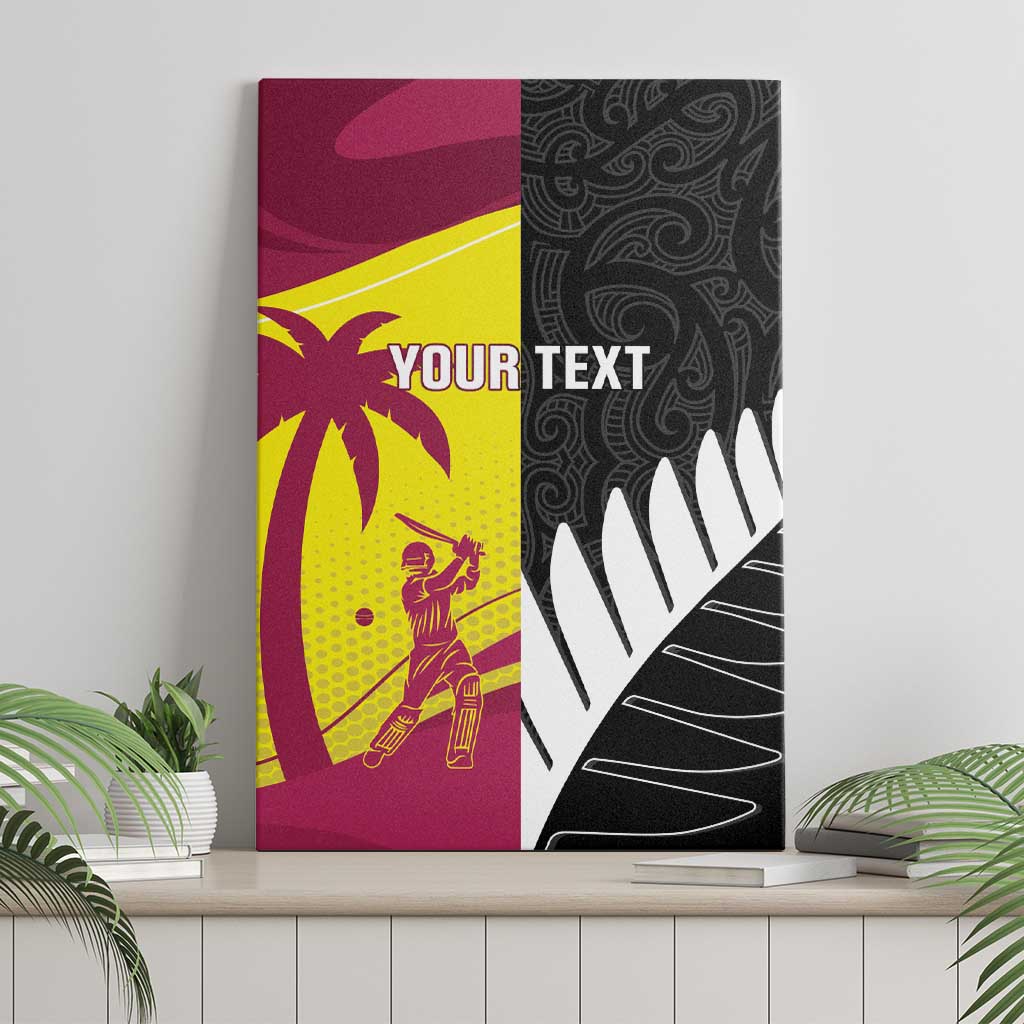 New Zealand and West Indies Cricket Custom Canvas Wall Art Black Cap Windies Together - Polynesian Pride