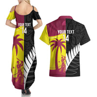 New Zealand and West Indies Cricket Custom Couples Matching Summer Maxi Dress and Hawaiian Shirt Black Cap Windies Together - Polynesian Pride
