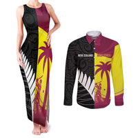 New Zealand and West Indies Cricket Custom Couples Matching Tank Maxi Dress and Long Sleeve Button Shirt Black Cap Windies Together - Polynesian Pride