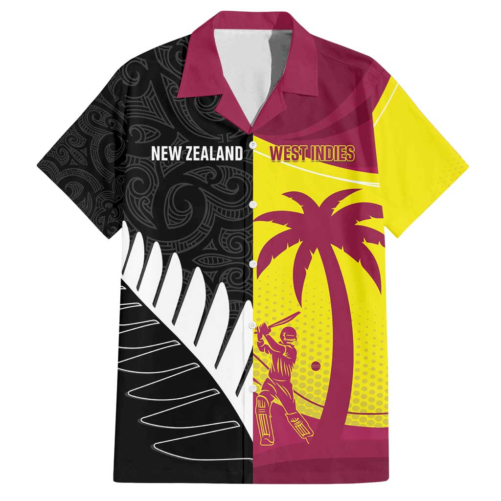 New Zealand and West Indies Cricket Custom Family Matching Off Shoulder Maxi Dress and Hawaiian Shirt Black Cap Windies Together - Polynesian Pride