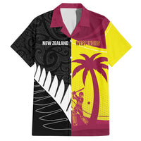 New Zealand and West Indies Cricket Custom Family Matching Off Shoulder Short Dress and Hawaiian Shirt Black Cap Windies Together - Polynesian Pride