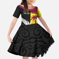 New Zealand and West Indies Cricket Custom Family Matching Short Sleeve Bodycon Dress and Hawaiian Shirt Black Cap Windies Together - Polynesian Pride