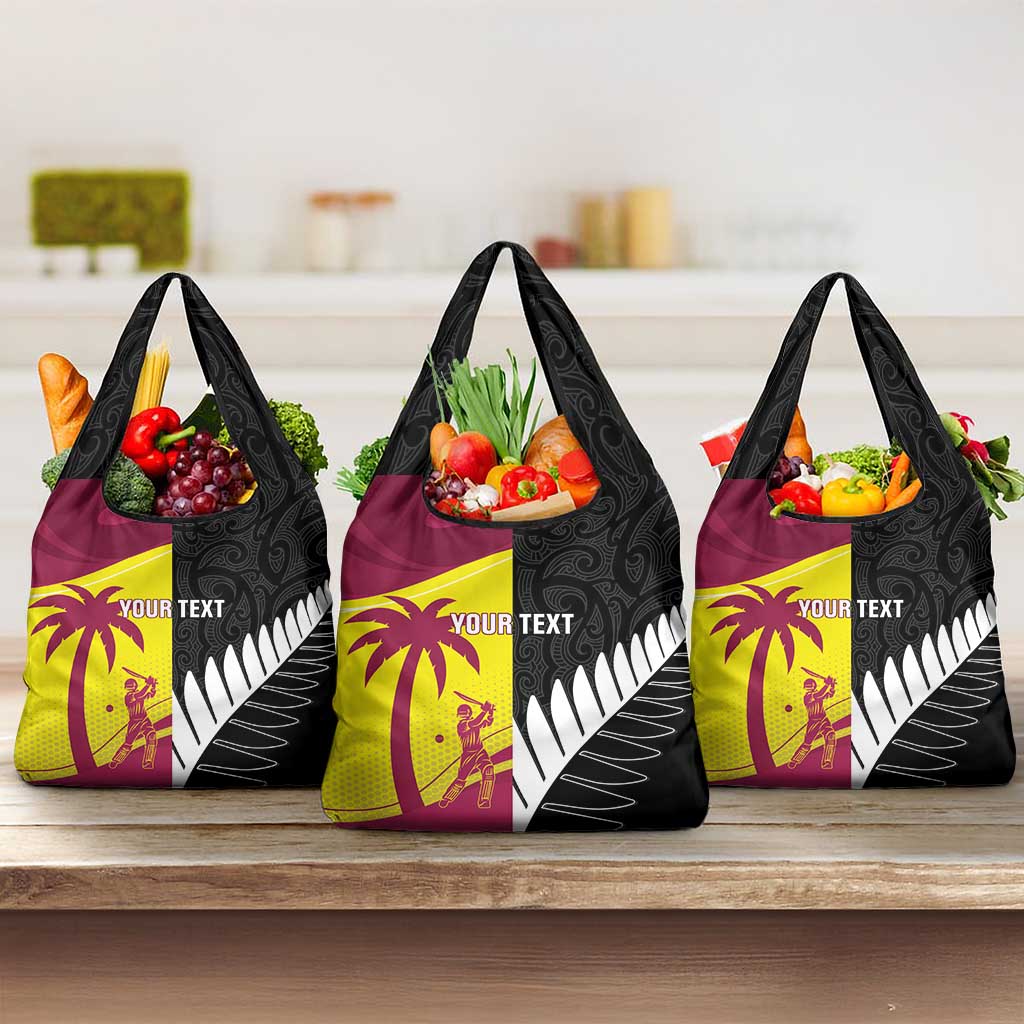 New Zealand and West Indies Cricket Custom Grocery Bag Black Cap Windies Together LT14 3-pack One Size Black - Polynesian Pride