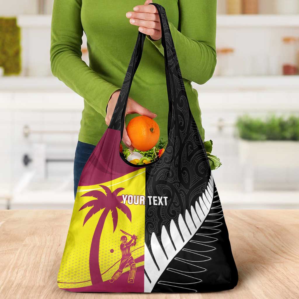 New Zealand and West Indies Cricket Custom Grocery Bag Black Cap Windies Together LT14 - Polynesian Pride
