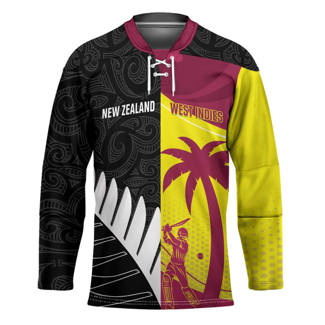 New Zealand and West Indies Cricket Custom Hockey Jersey Black Cap Windies Together LT14 Unisex Black - Polynesian Pride