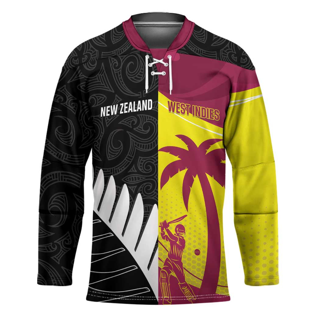 New Zealand and West Indies Cricket Custom Hockey Jersey Black Cap Windies Together - Polynesian Pride