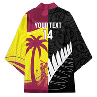 New Zealand and West Indies Cricket Custom Kimono Black Cap Windies Together - Polynesian Pride