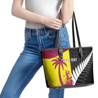 New Zealand and West Indies Cricket Custom Leather Tote Bag Black Cap Windies Together LT14 - Polynesian Pride