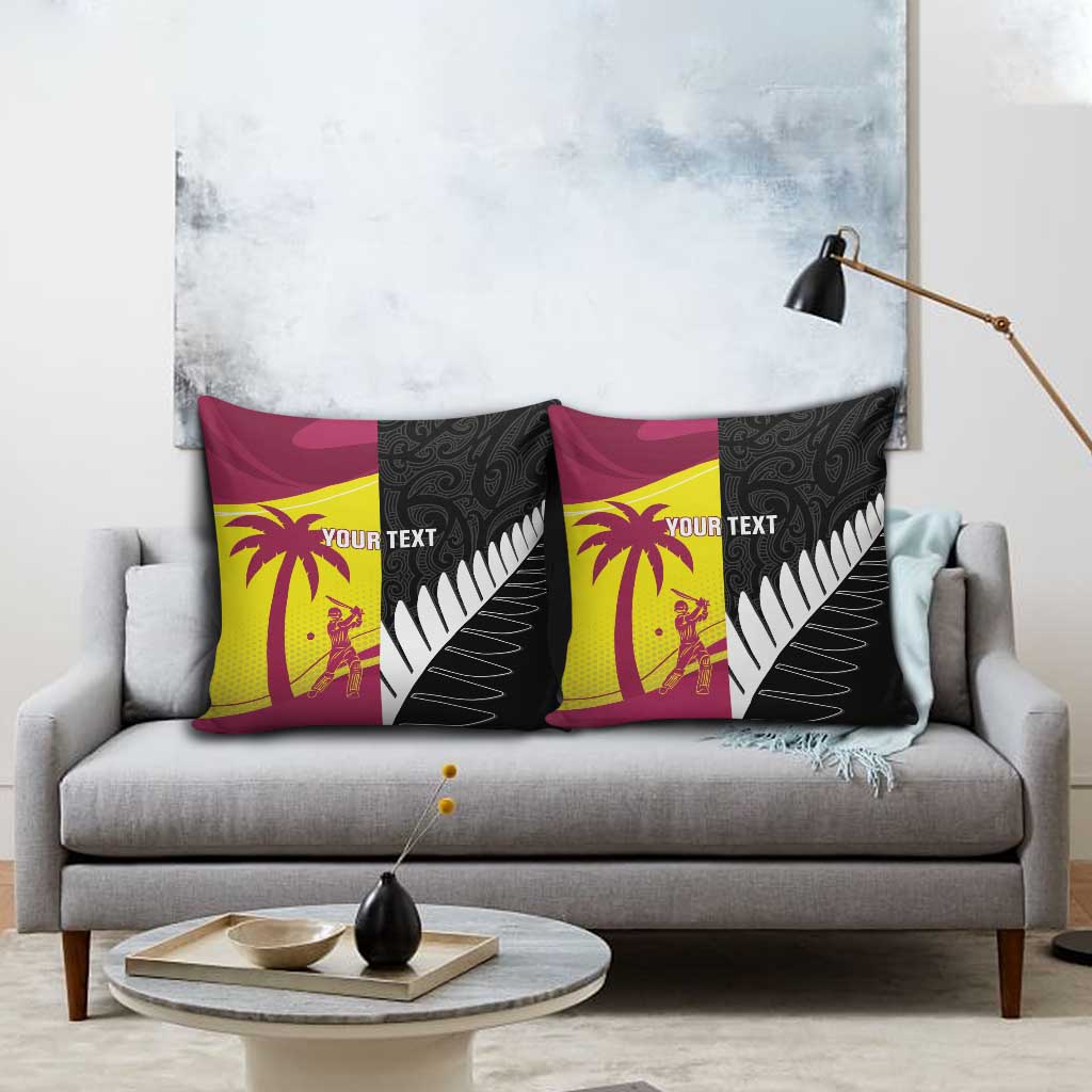 New Zealand and West Indies Cricket Custom Pillow Cover Black Cap Windies Together - Polynesian Pride