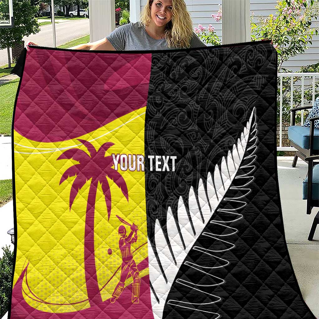 New Zealand and West Indies Cricket Custom Quilt Black Cap Windies Together LT14 Black - Polynesian Pride