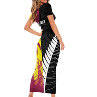 New Zealand and West Indies Cricket Custom Short Sleeve Bodycon Dress Black Cap Windies Together - Polynesian Pride
