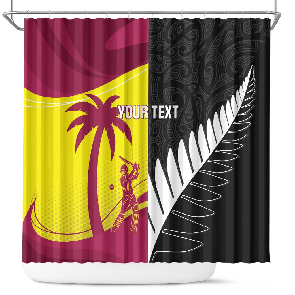 New Zealand and West Indies Cricket Custom Shower Curtain Black Cap Windies Together LT14 Black - Polynesian Pride