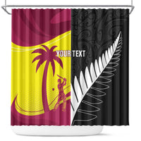 New Zealand and West Indies Cricket Custom Shower Curtain Black Cap Windies Together LT14 Black - Polynesian Pride