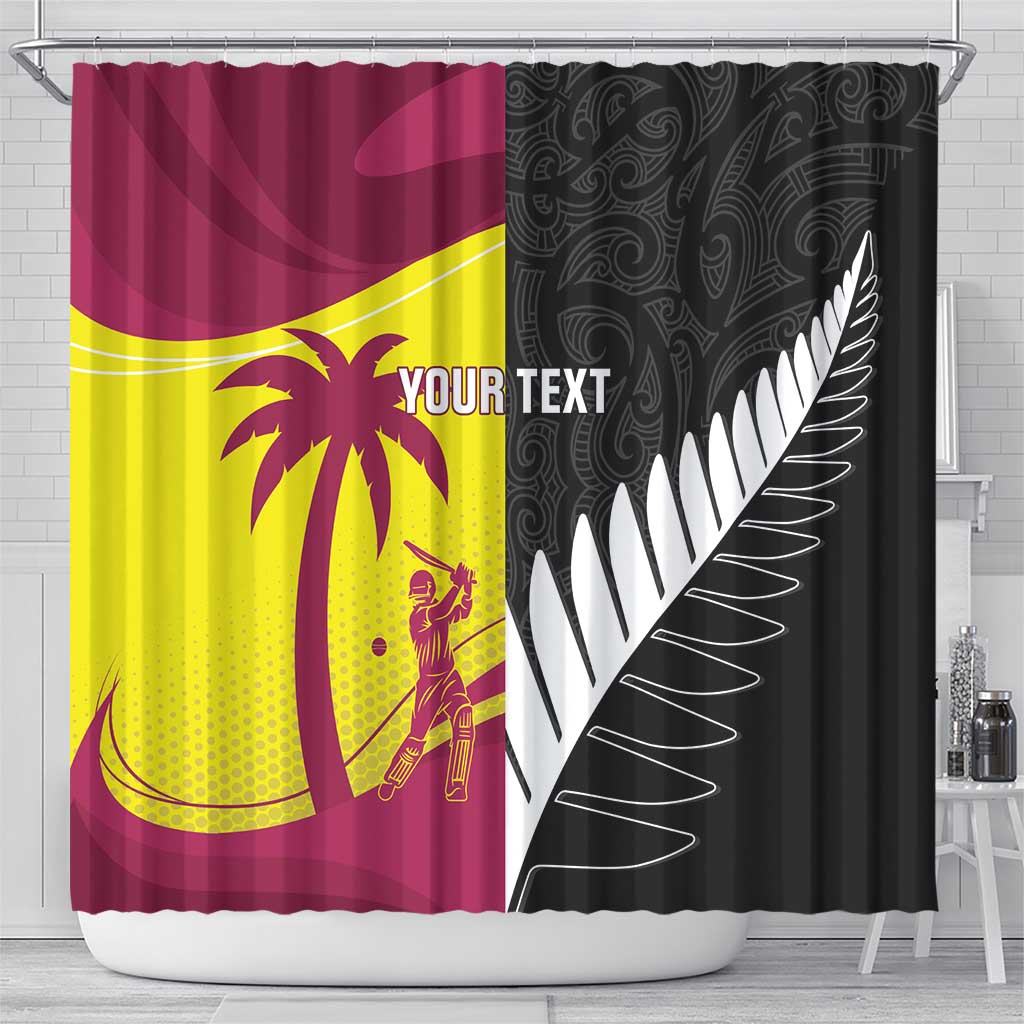 New Zealand and West Indies Cricket Custom Shower Curtain Black Cap Windies Together LT14 - Polynesian Pride