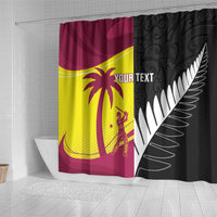 New Zealand and West Indies Cricket Custom Shower Curtain Black Cap Windies Together LT14 - Polynesian Pride