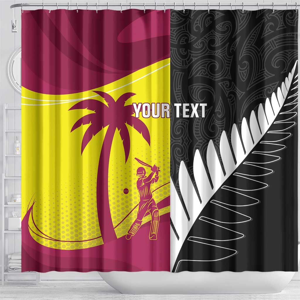 New Zealand and West Indies Cricket Custom Shower Curtain Black Cap Windies Together LT14 - Polynesian Pride