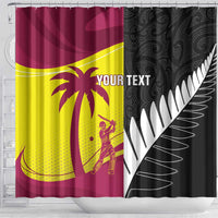 New Zealand and West Indies Cricket Custom Shower Curtain Black Cap Windies Together LT14 - Polynesian Pride