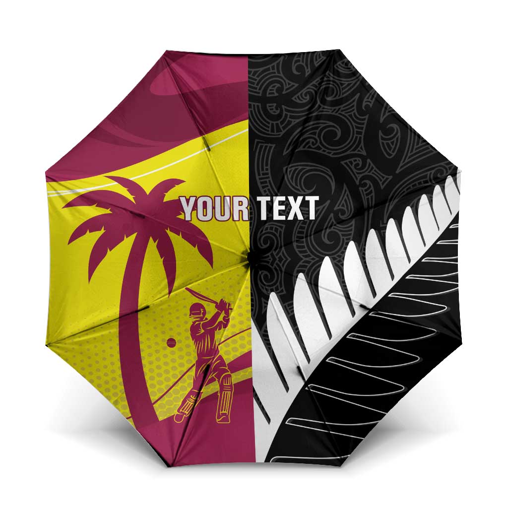New Zealand and West Indies Cricket Custom Umbrella Black Cap Windies Together LT14 One Size Folded 11.42 inch Opened Diameter 37.4 inch Black - Polynesian Pride
