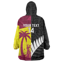 New Zealand and West Indies Cricket Custom Wearable Blanket Hoodie Black Cap Windies Together - Polynesian Pride
