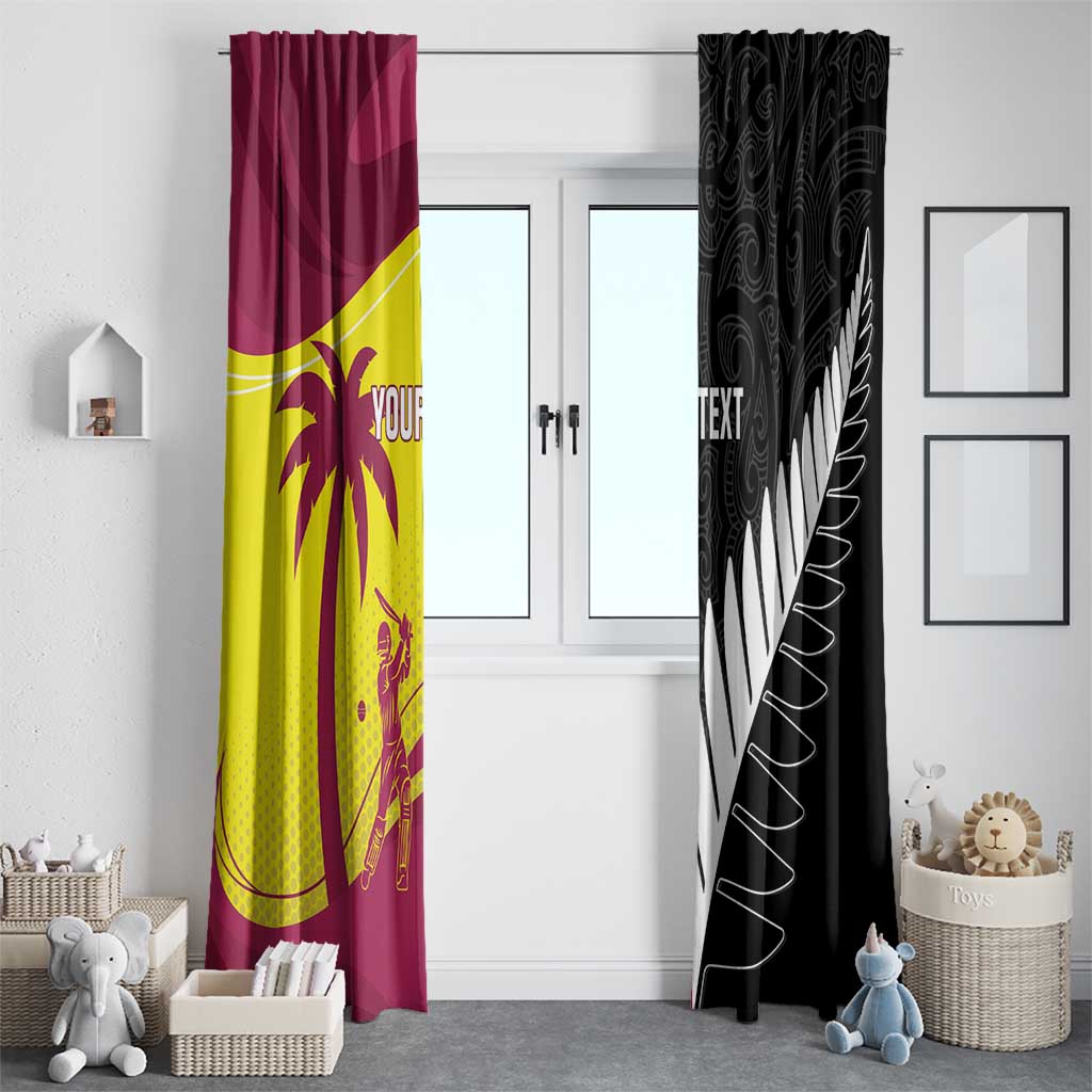 New Zealand and West Indies Cricket Custom Window Curtain Black Cap Windies Together - Polynesian Pride