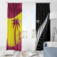 New Zealand and West Indies Cricket Custom Window Curtain Black Cap Windies Together - Polynesian Pride