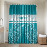 New Zealand Silver Fern Cricket Custom Bathroom Set Black Cap Teal Maori Pattern - Polynesian Pride