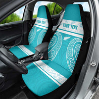 New Zealand Silver Fern Cricket Custom Car Seat Cover Black Cap Teal Maori Pattern - Polynesian Pride