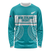 New Zealand Silver Fern Cricket Custom Long Sleeve Shirt Black Cap Teal Maori Pattern LT14 Unisex Teal - Polynesian Pride