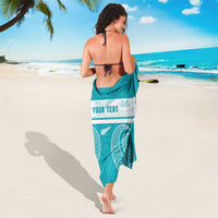 New Zealand Silver Fern Cricket Custom Sarong Black Cap Teal Maori Pattern - Polynesian Pride