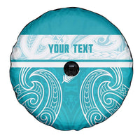 New Zealand Silver Fern Cricket Custom Spare Tire Cover Black Cap Teal Maori Pattern - Polynesian Pride