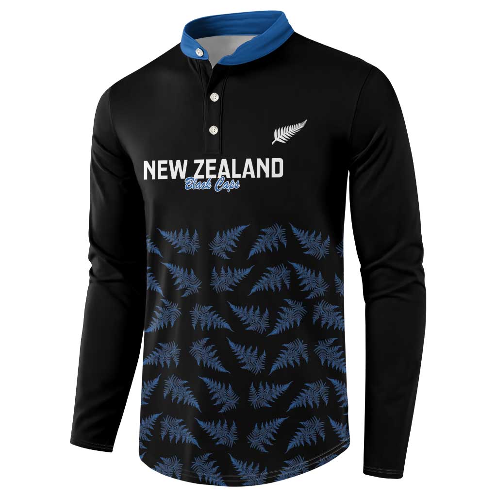 New Zealand Silver Fern Cricket Custom Button Sweatshirt Black Cap T20 Version - Polynesian Pride
