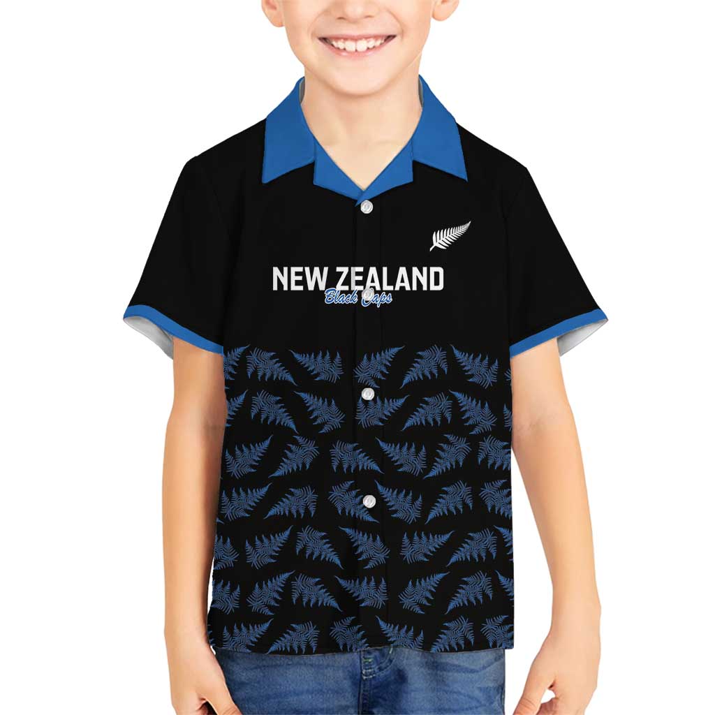 New Zealand Silver Fern Cricket Custom Family Matching Long Sleeve Bodycon Dress and Hawaiian Shirt Black Cap T20 Version - Polynesian Pride