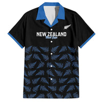 New Zealand Silver Fern Cricket Custom Family Matching Off The Shoulder Long Sleeve Dress and Hawaiian Shirt Black Cap T20 Version - Polynesian Pride