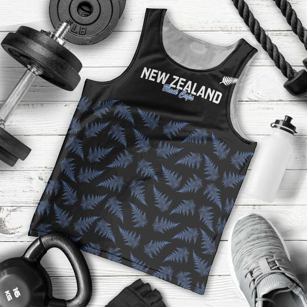 New Zealand Silver Fern Cricket Custom Men Tank Top Black Cap T20 Version - Polynesian Pride