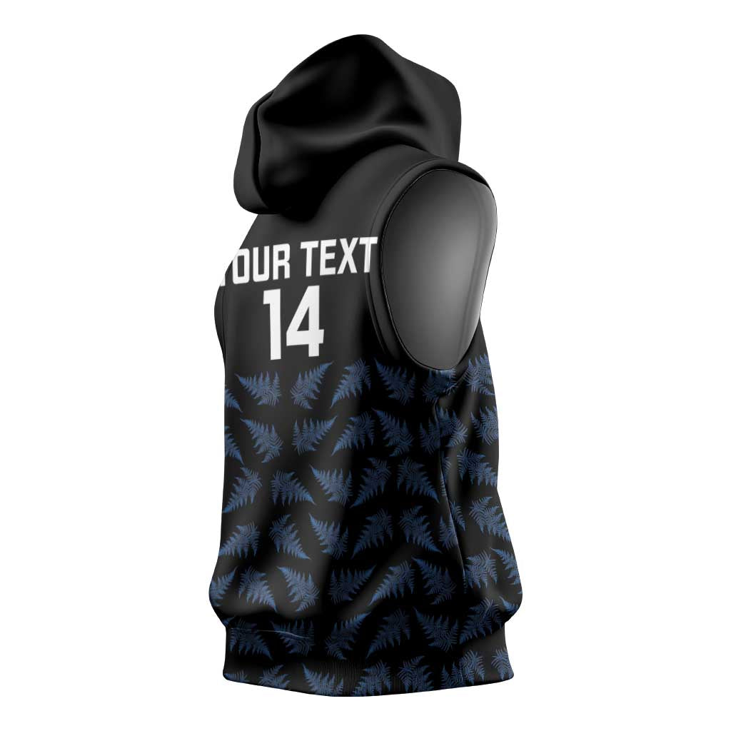 New Zealand Silver Fern Cricket Custom Sleeveless Hoodie Black Cap T20 Version - Polynesian Pride