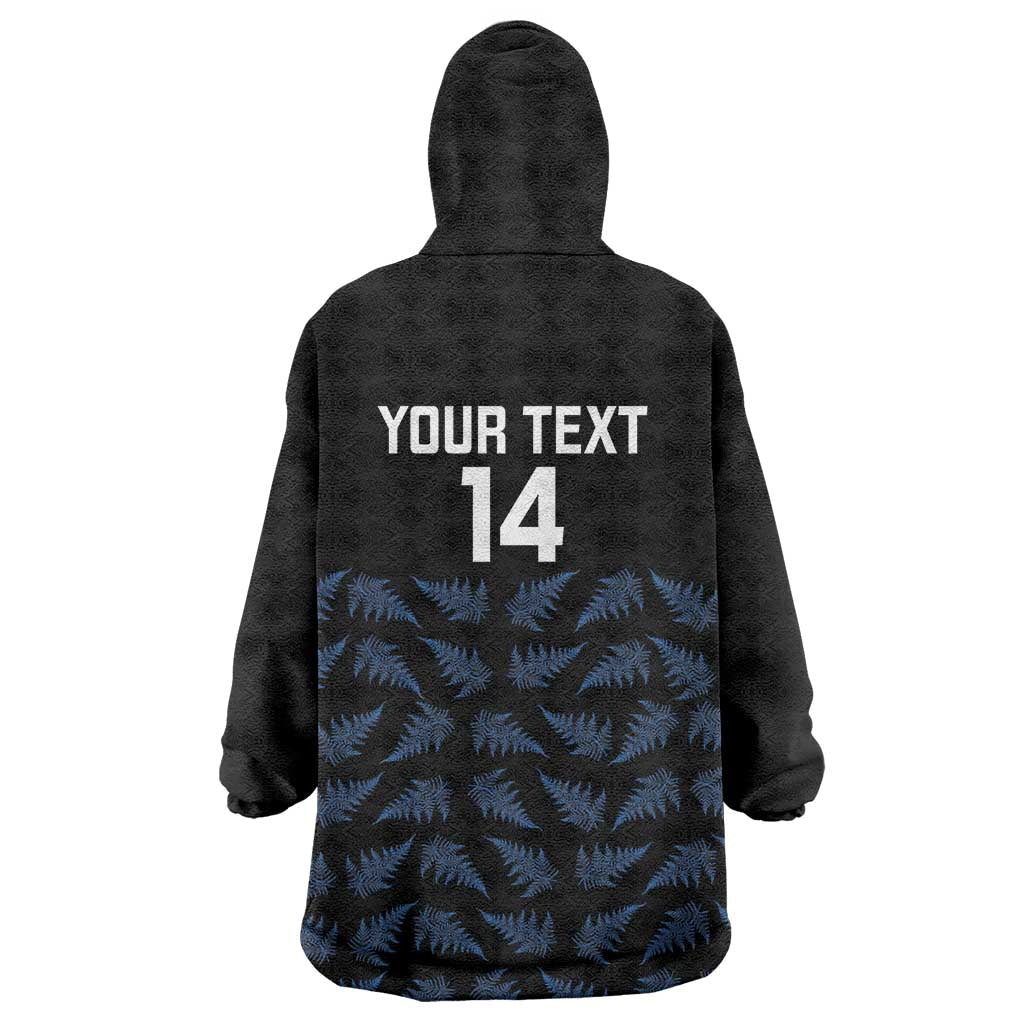 New Zealand Silver Fern Cricket Custom Wearable Blanket Hoodie Black Cap T20 Version - Polynesian Pride
