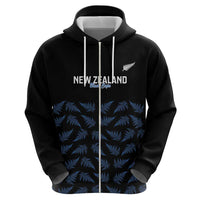New Zealand Silver Fern Cricket Custom Zip Hoodie Black Cap T20 Version - Polynesian Pride