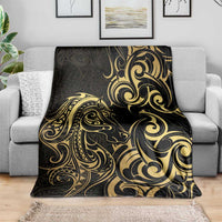 Gold And Black Aoteara Horse Racing Blanket NZ Maori Pattern