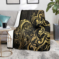 Gold And Black Aoteara Horse Racing Blanket NZ Maori Pattern