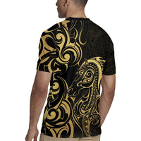 Gold And Black Aoteara Horse Racing Rugby Jersey NZ Maori Pattern