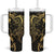 Gold And Black Aoteara Horse Racing Tumbler With Handle NZ Maori Pattern