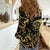 Gold And Black Aoteara Horse Racing Women Casual Shirt NZ Maori Pattern
