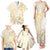 Gold And White Aoteara Horse Racing Family Matching Tank Maxi Dress and Hawaiian Shirt NZ Maori Pattern