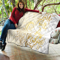 Gold And White Aoteara Horse Racing Quilt NZ Maori Pattern