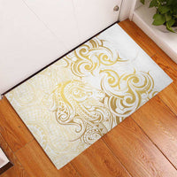 Gold And White Aoteara Horse Racing Rubber Doormat NZ Maori Pattern