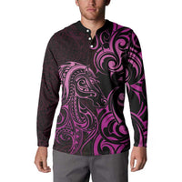 Pink Aoteara Horse Racing Button Sweatshirt NZ Maori Pattern