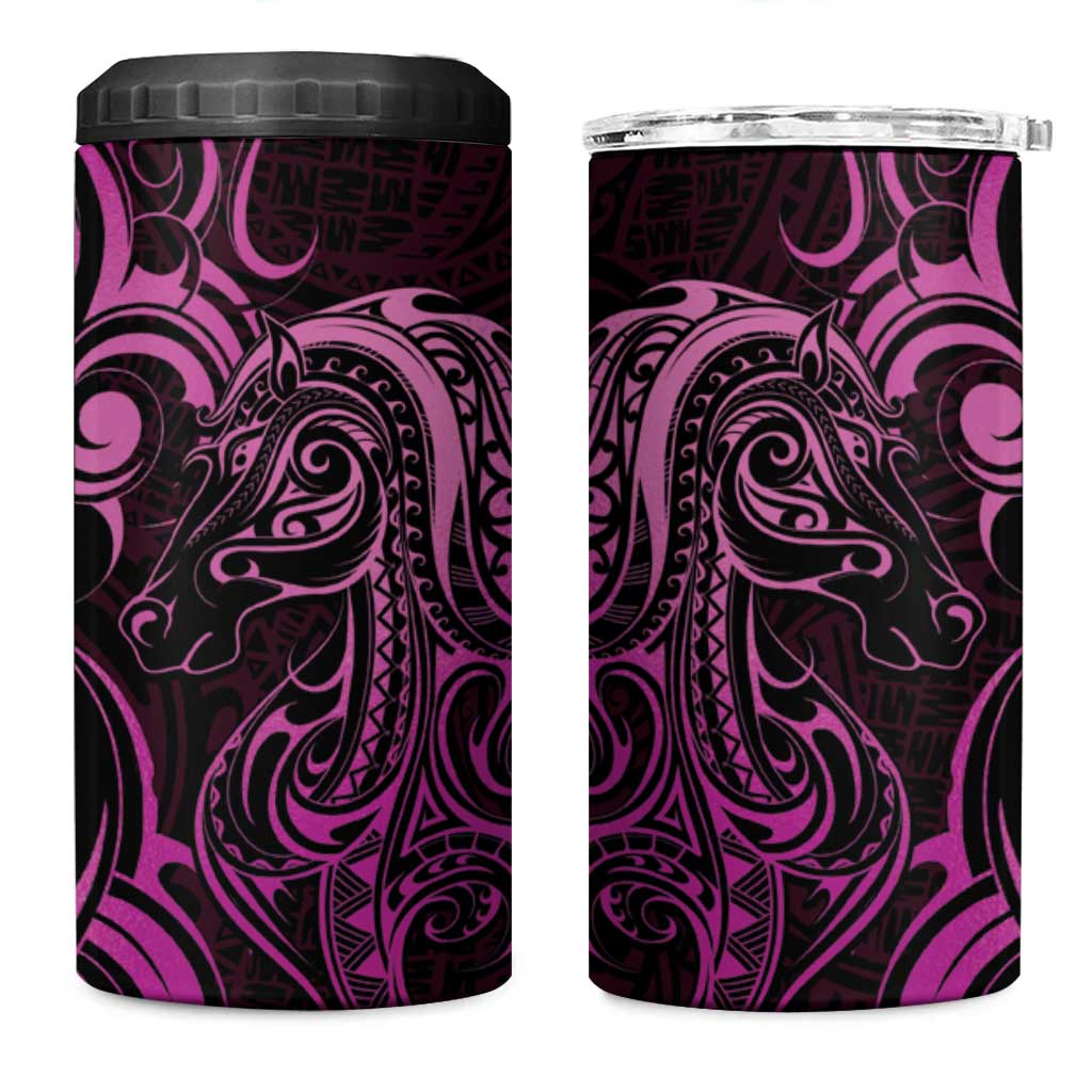 Pink Aotearoa Horse Racing 4 in 1 Can Cooler Tumbler NZ Maori Pattern LT14 One Size: 16 oz Pink - Polynesian Pride