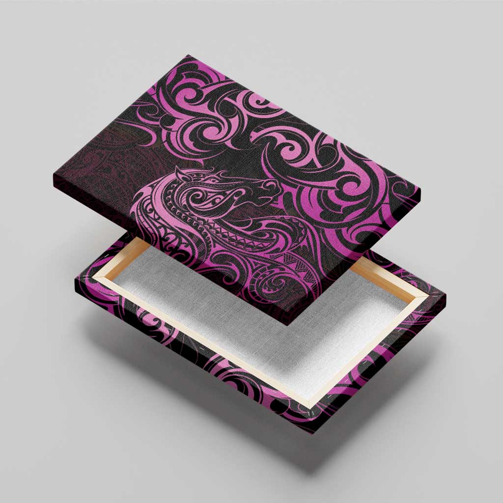 Pink Aoteara Horse Racing Canvas Wall Art NZ Maori Pattern